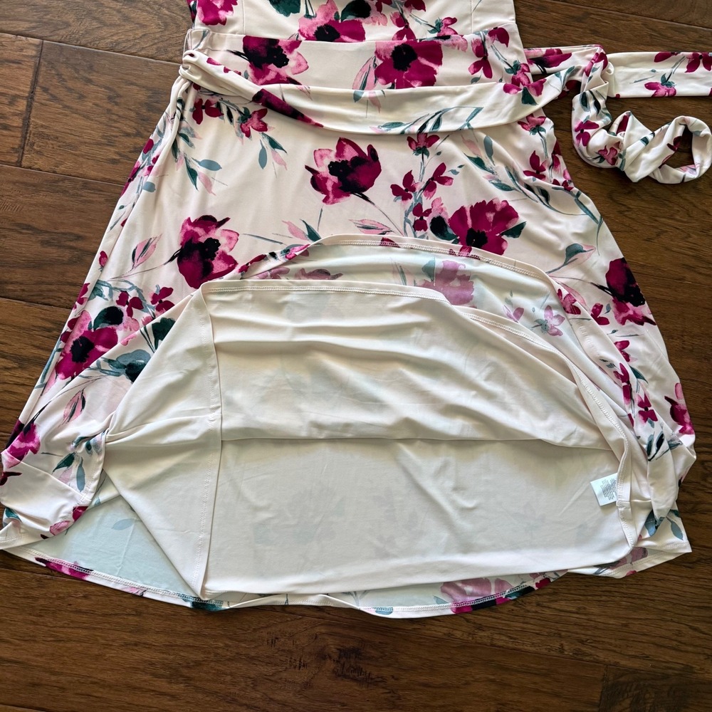 Lauren Ralph Lauren Floral Faux Wrap Dress Midi Derby Garden Party Rose Pink 12 - Picture 8 of 15